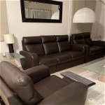 For sale: 3 piece dark brown leather sofa and recliner