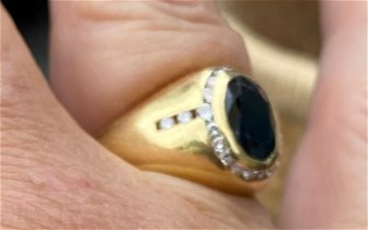LOST gold ring with big blue stone