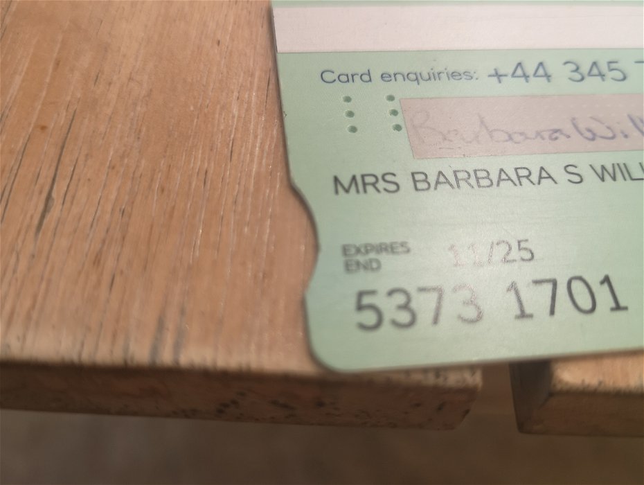 Found: Bank of Scotland Debit card for Mrs Barbara Wilkinson in Salou inson