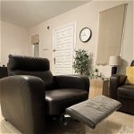 For sale: 3 piece dark brown leather sofa and recliner