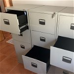 For sale: 3 grey metal filing cabinets