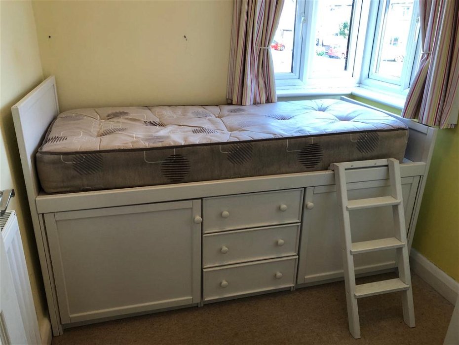 For sale: Childs Bed - solidly built white cabin bed with storage