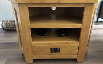 For sale: Solid oak corner Tv unit