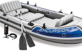 For sale: Intex , Excursion 5 Inflatable boat with 2 oars.