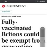 Looks like some common sense may be applied for Travel for fully vaccinated UK people
