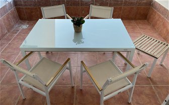 For sale: Patio set Resol 900 x 1500 c/w 4 chairs and side table