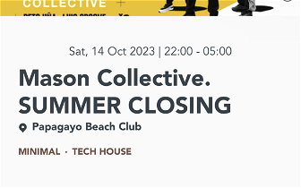 For sale: 2x Mason collective summer closing party tickets